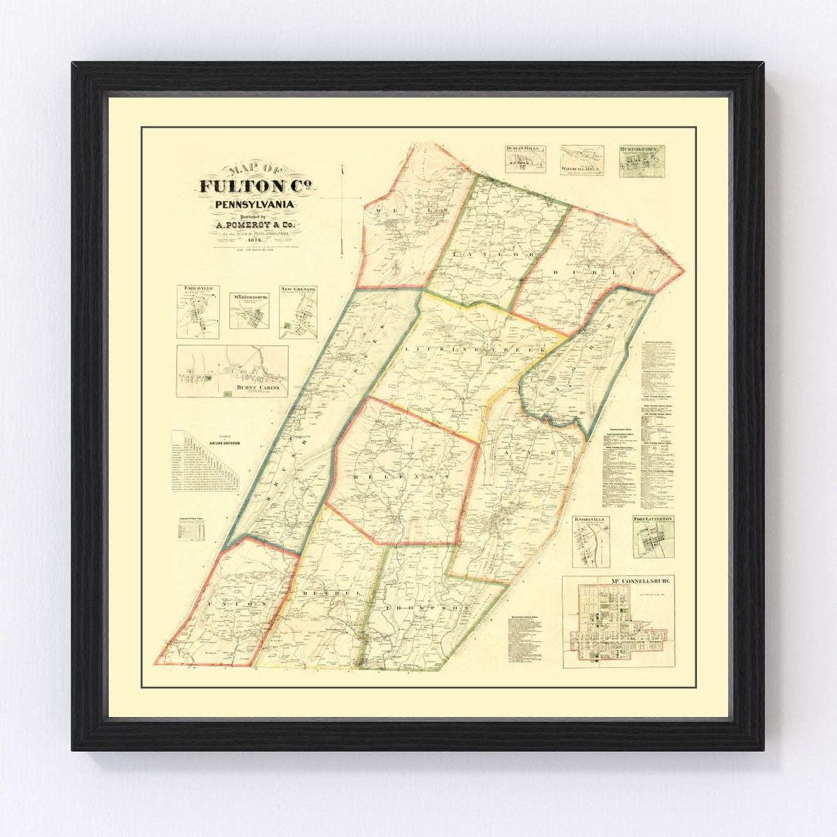 Fulton County Vintage Map 1873