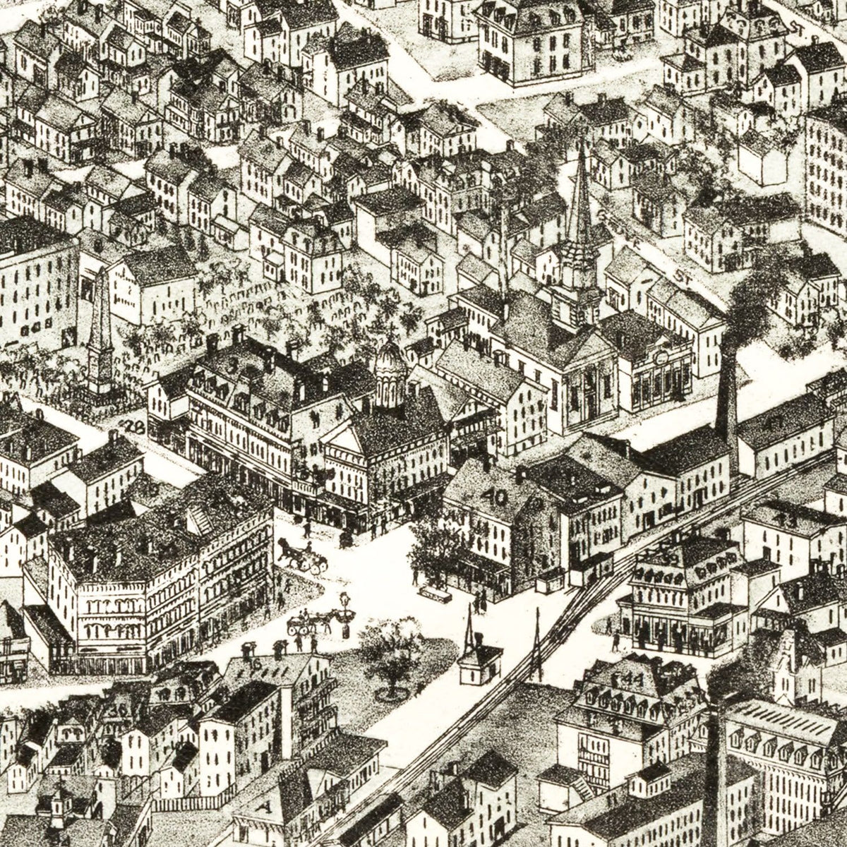 Restored historic details from the 1888 city map of Westborough, Massachusetts
