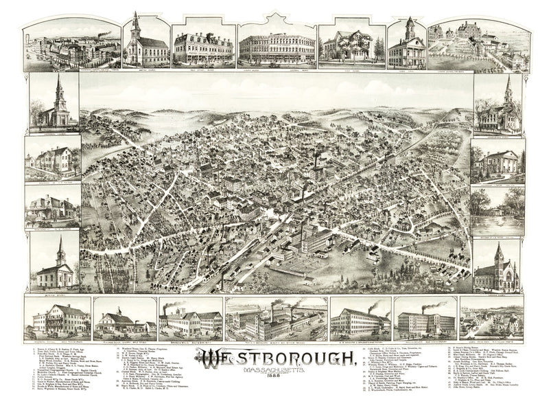 Size comparison using Vintage Map of Westborough, Massachusetts 1888