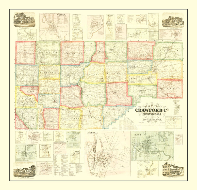 Size comparison using Vintage Map of Crawford County, Pennsylvania 1865