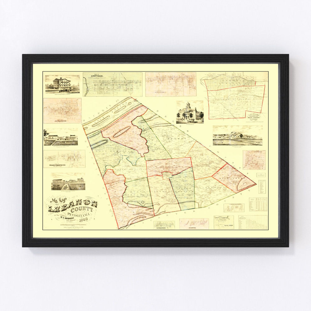 Lebanon County Vintage Map 1860