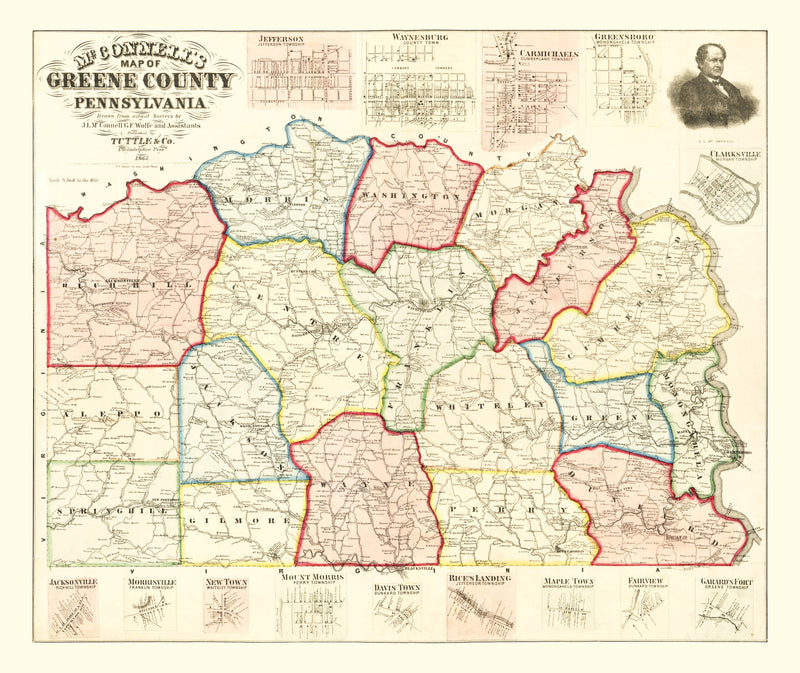 Size comparison using Vintage Map of Greene County, Pennsylvania 1865