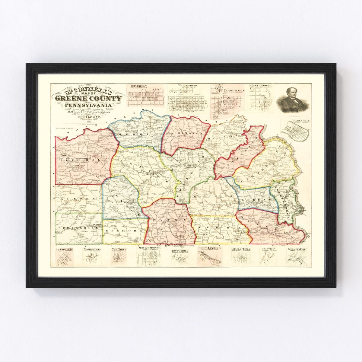 Greene County Vintage Map 1865