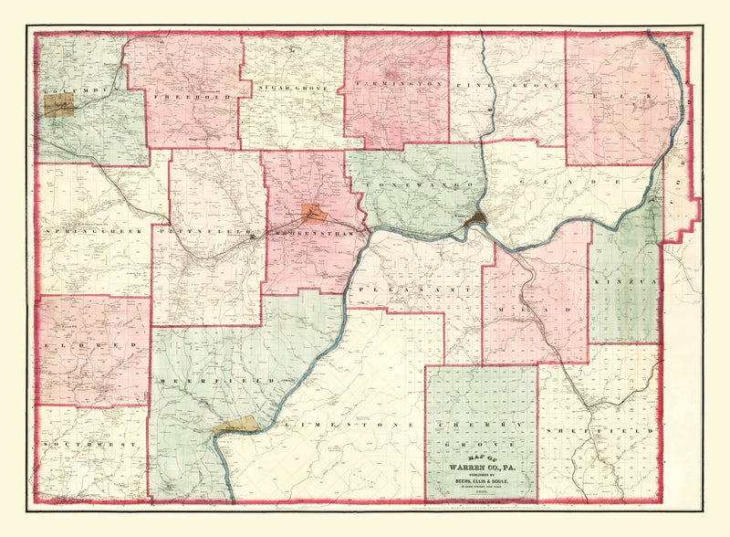 Size comparison using Vintage Map of Warren County, Pennsylvania 1865
