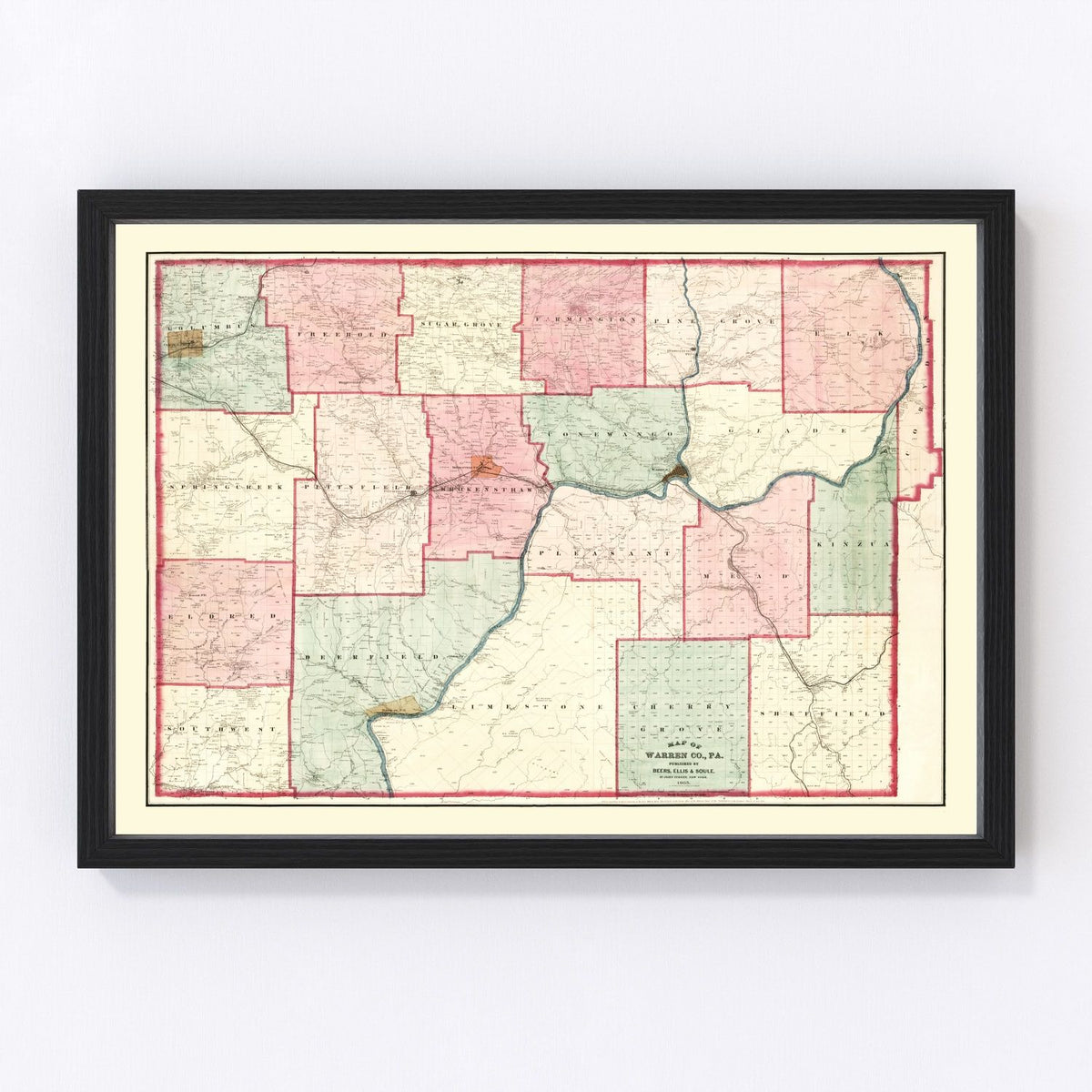 Warren County Vintage Map 1865