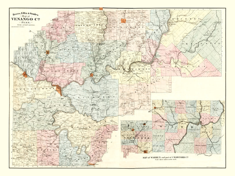 Size comparison using Vintage Map of Venango County, Pennsylvania 1865