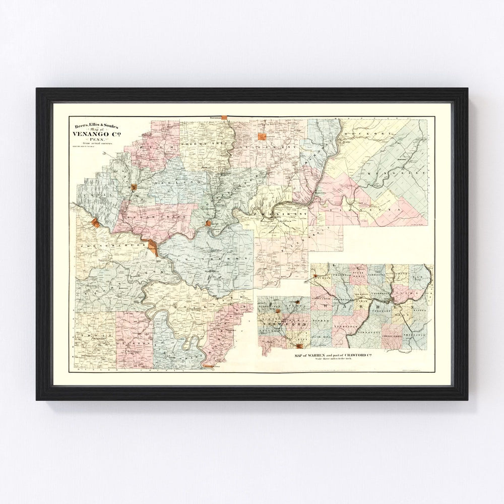 Venango County Vintage Map 1865