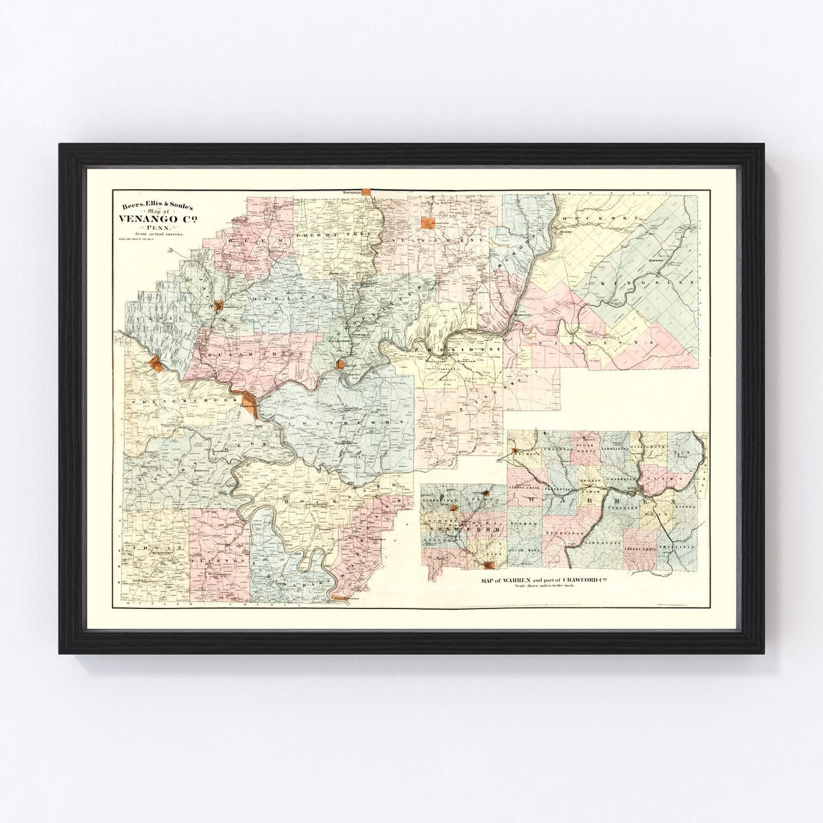 Venango County Vintage Map 1865