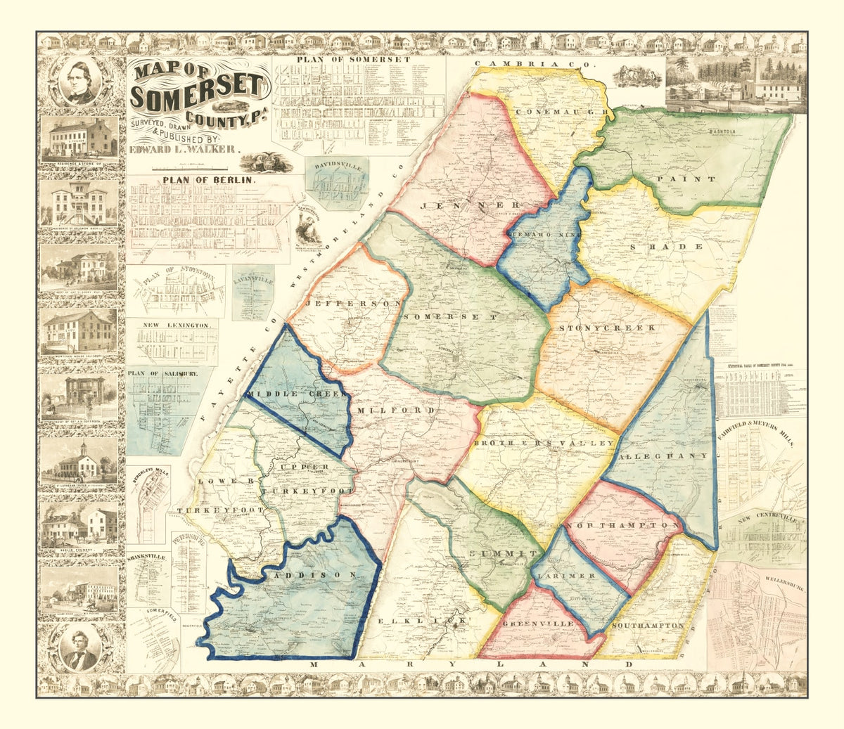 Preview of Vintage Map of Somerset County, Pennsylvania 1860