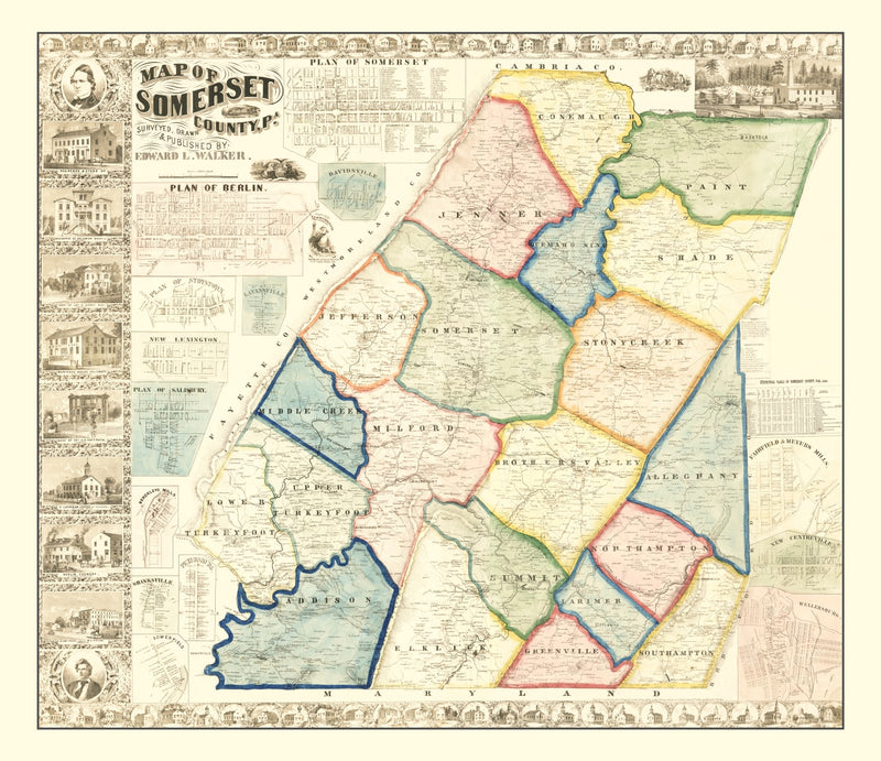 Size comparison using Vintage Map of Somerset County, Pennsylvania 1860