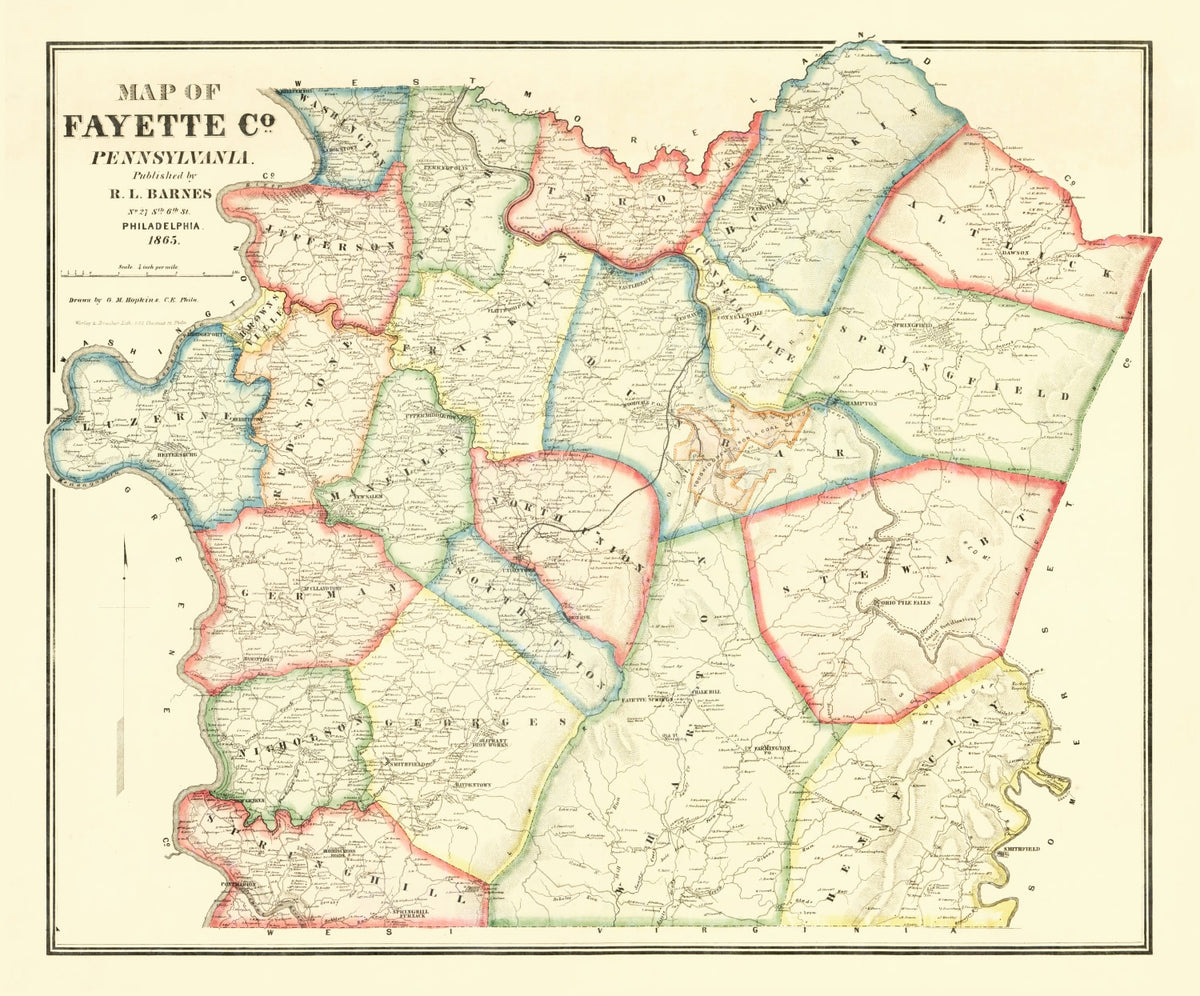 Preview of Vintage Map of Fayette County, Pennsylvania 1865