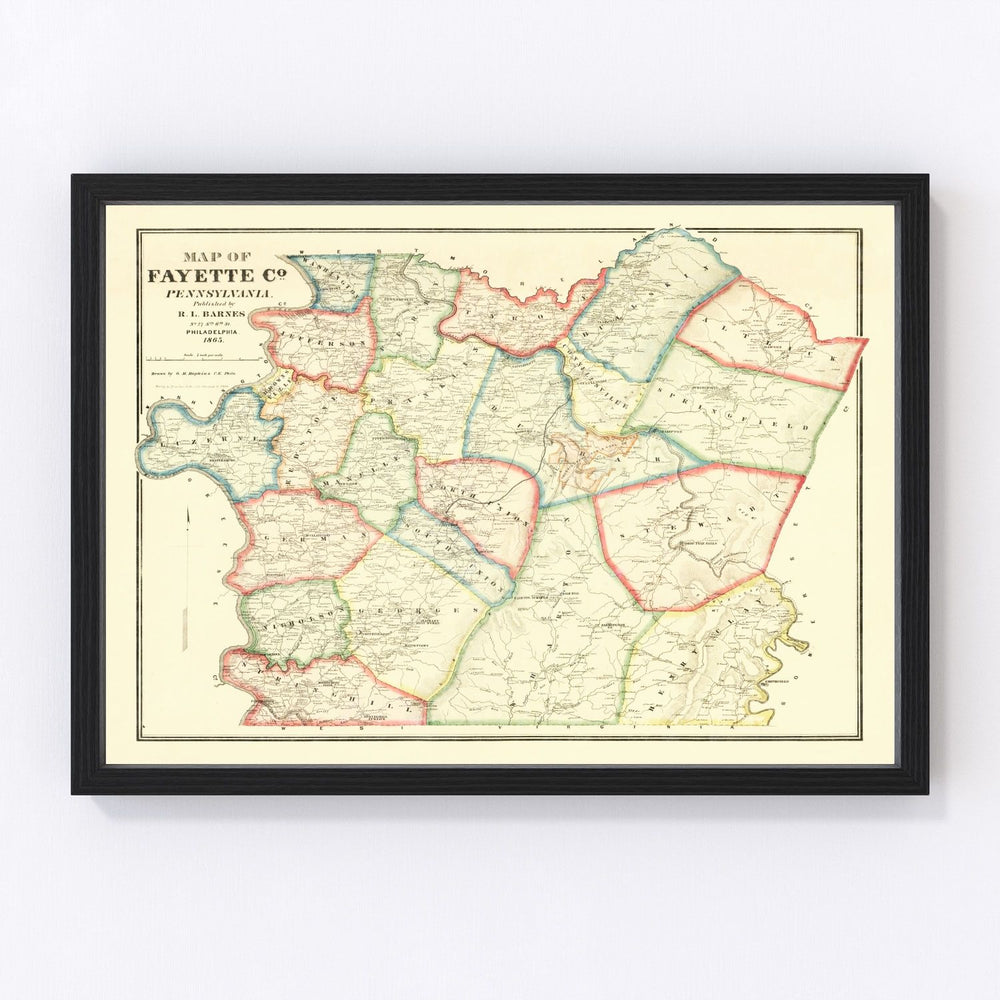 Fayette County Vintage Map 1865