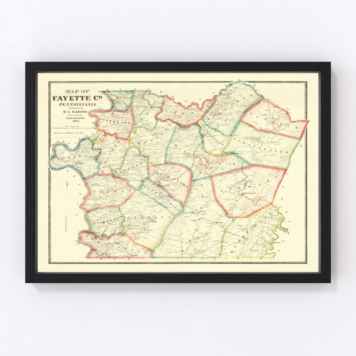 Fayette County Vintage Map 1865