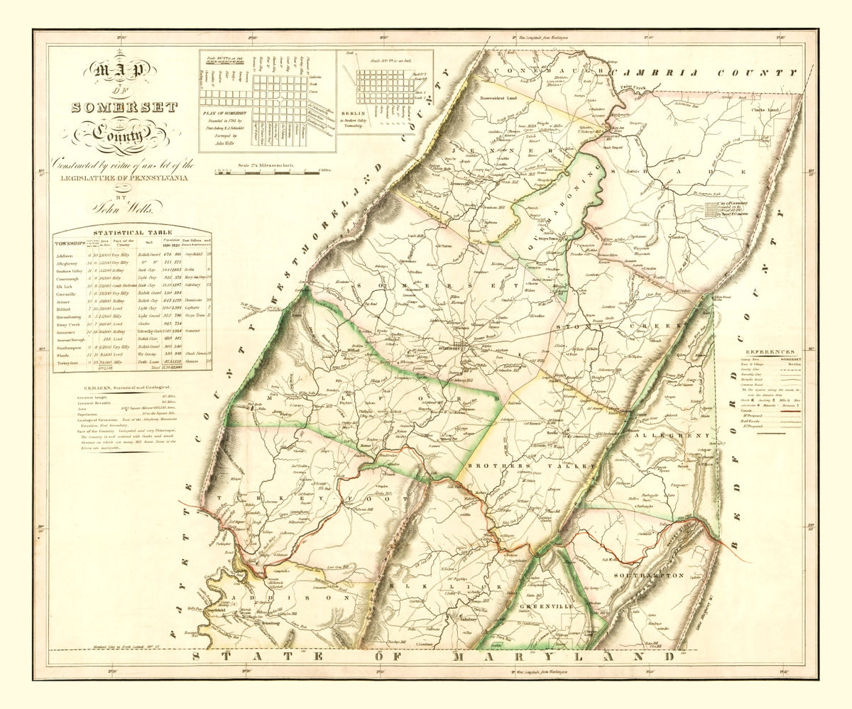 Preview of Vintage Map of Somerset County, Pennsylvania 1830