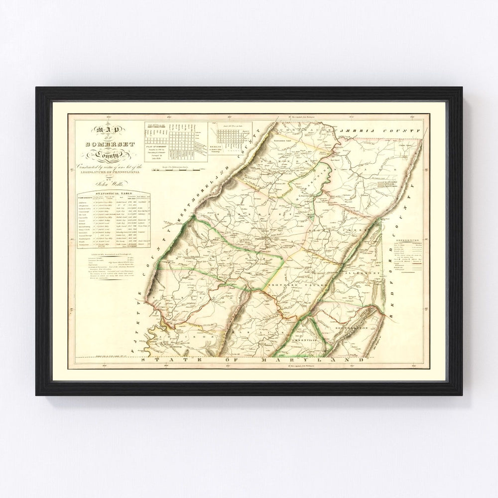 Somerset County Vintage Map 1830