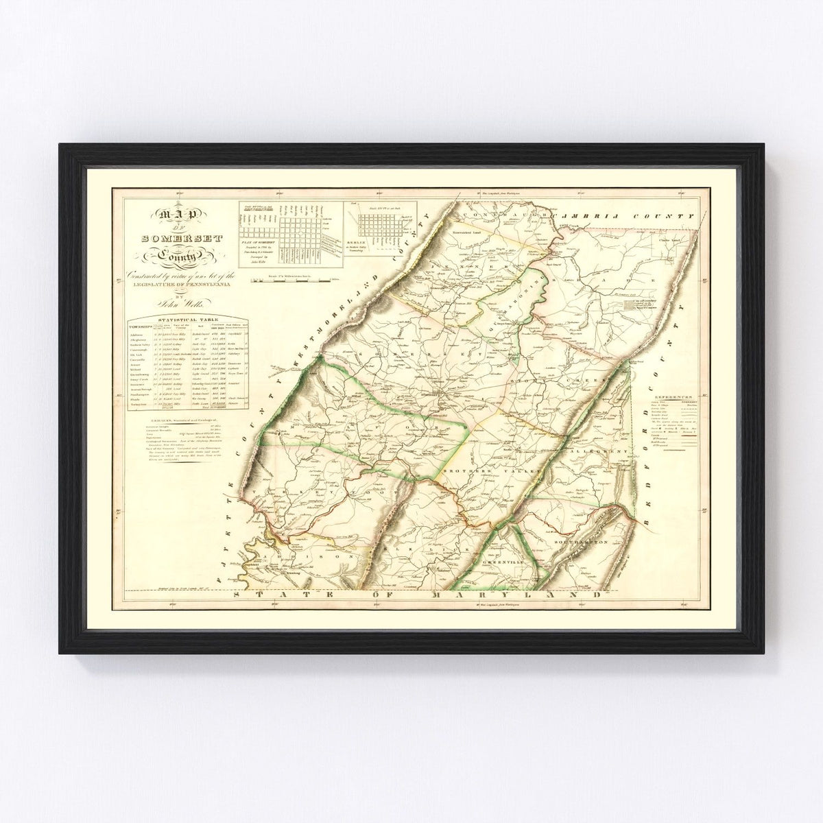 Somerset County Vintage Map 1830