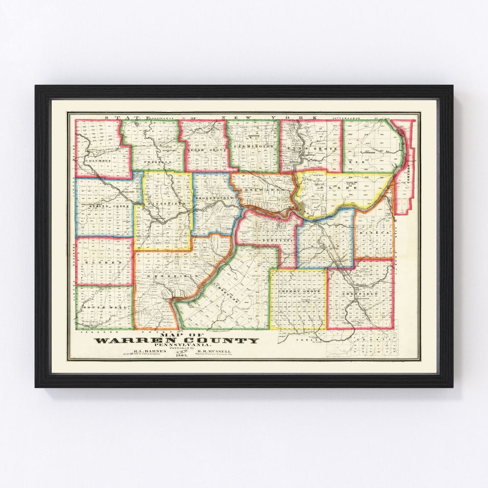 Warren County Vintage Map 1865