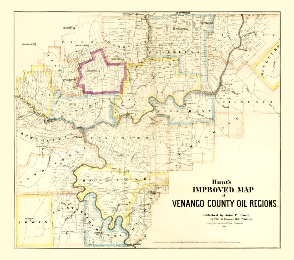 Vintage Map of Venango County, Pennsylvania 1865 print style example