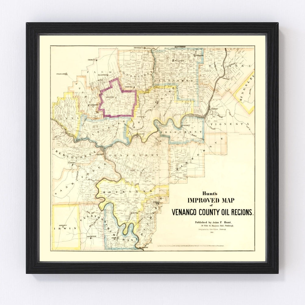 Venango County Vintage Map 1865