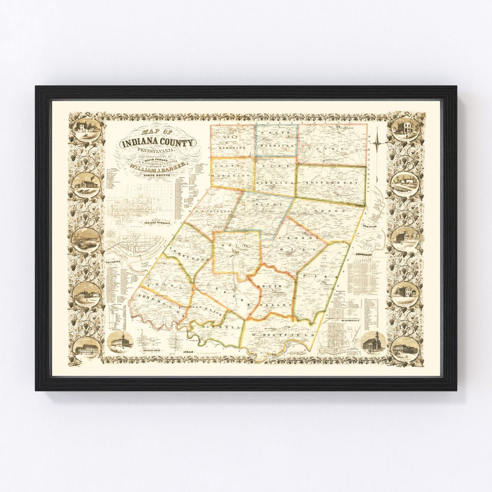 Indiana County Vintage Map 1856