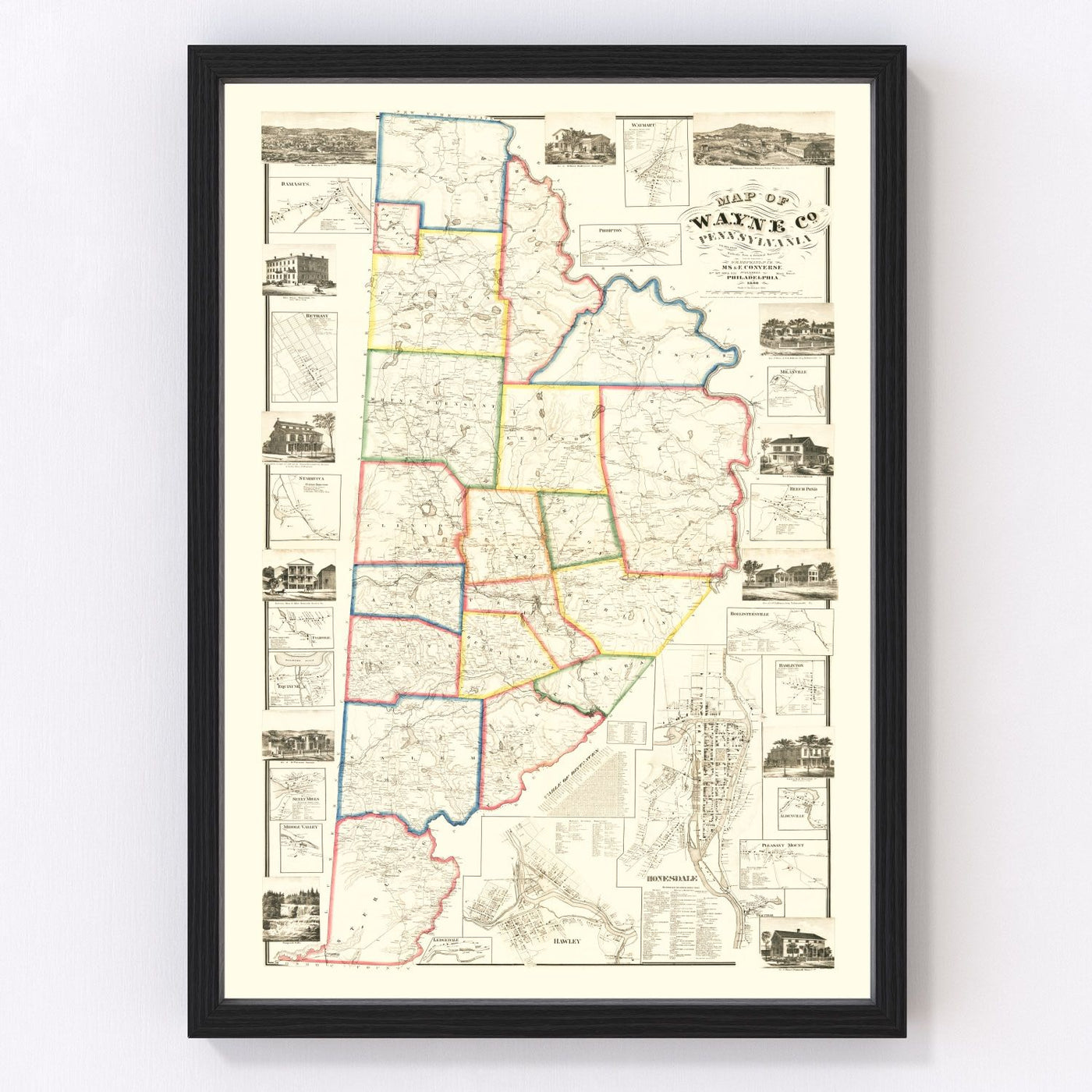 Wayne County Vintage Map 1860