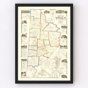 Wayne County Vintage Map 1860
