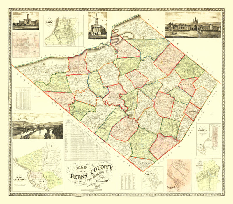 Size comparison using Vintage Map of Berks County, Pennsylvania 1860
