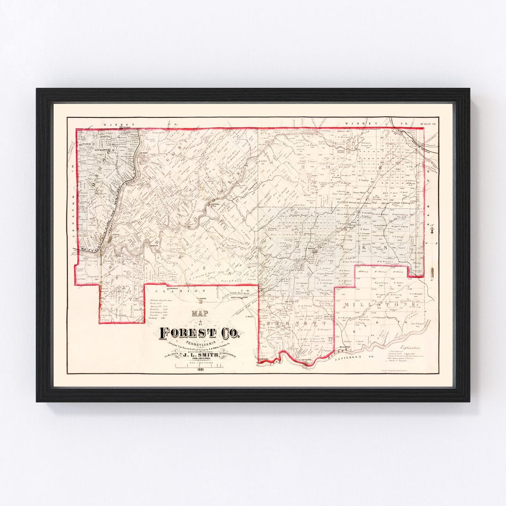 Forest County Vintage Map 1881