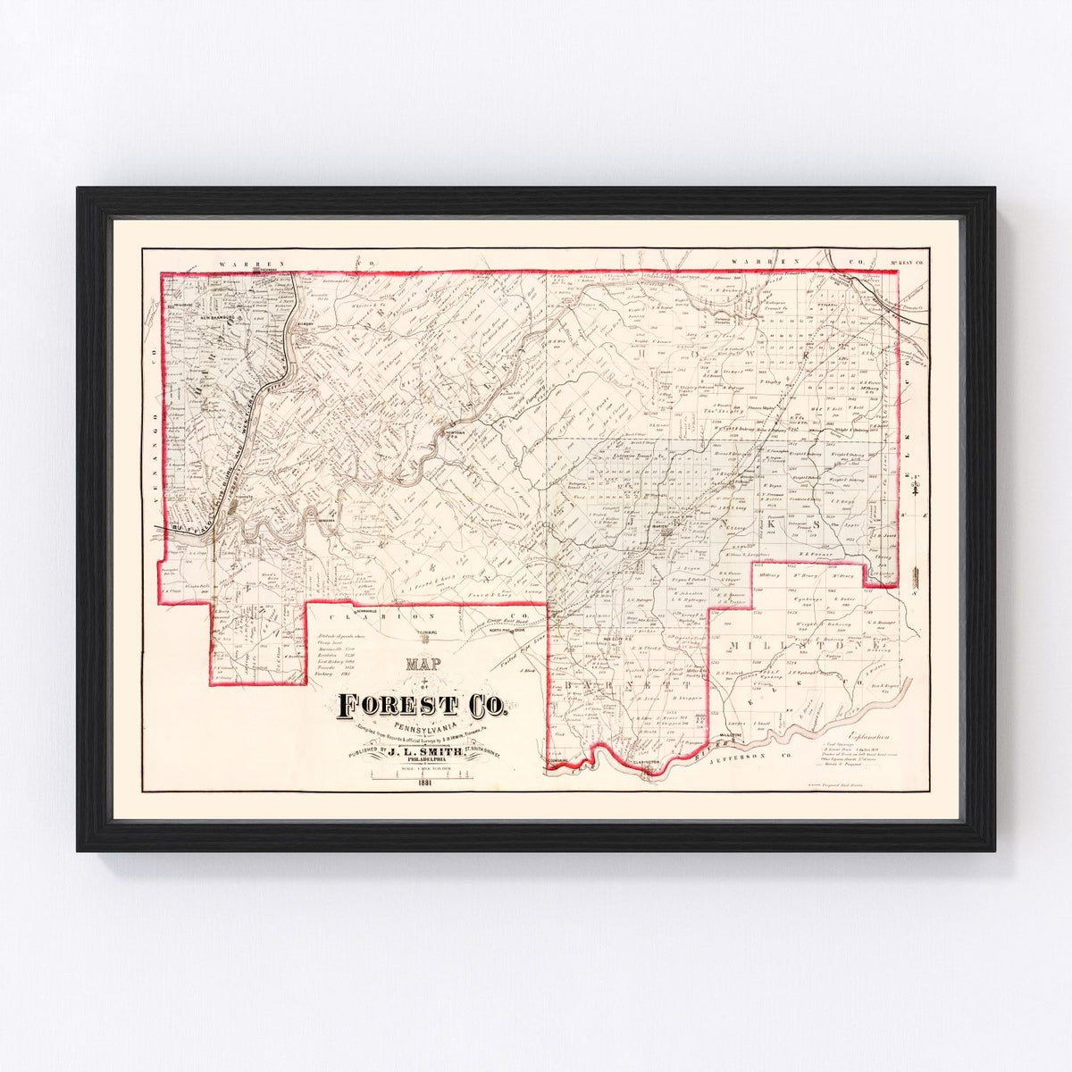 Forest County Vintage Map 1881