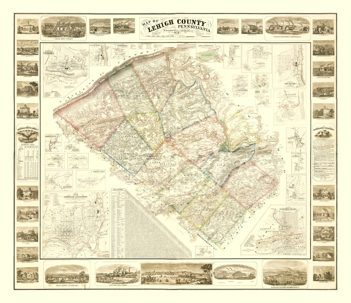 Preview of Vintage Map of Lehigh County, Pennsylvania 1862