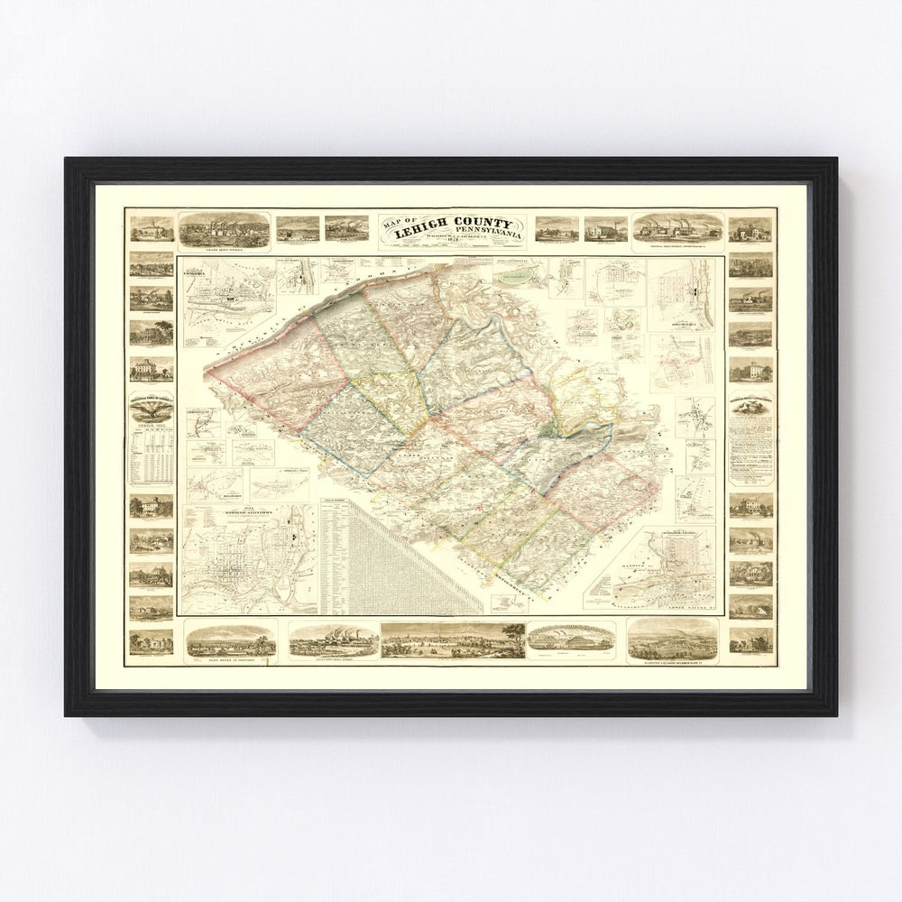 Lehigh County Vintage Map 1862