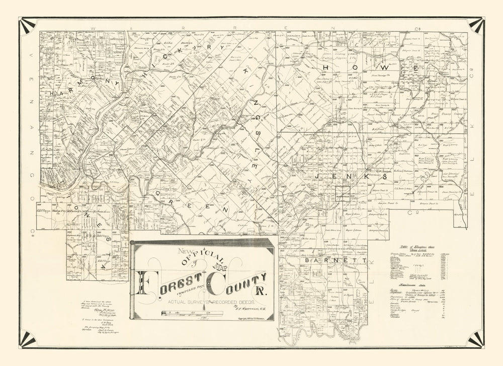 Vintage Map of Forest County, Pennsylvania 1895 print style example
