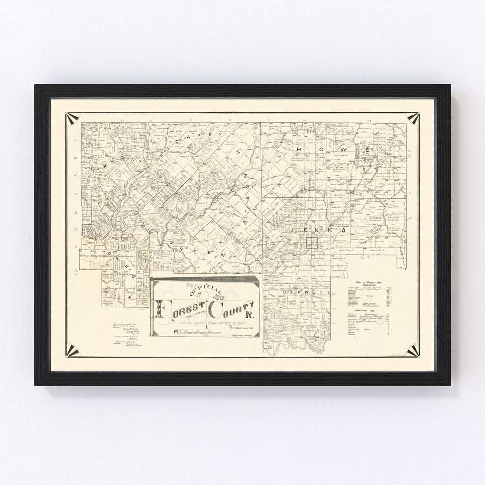 Forest County Vintage Map 1895