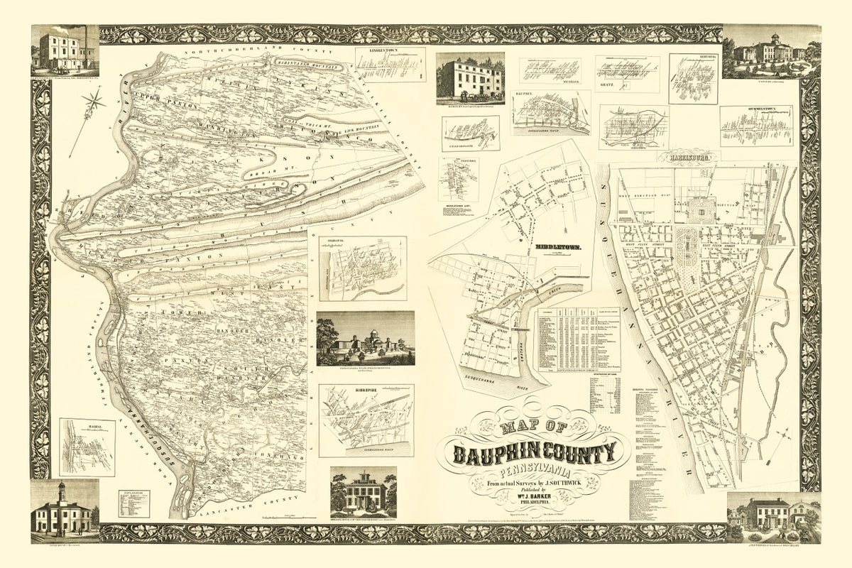 Preview of Vintage Map of Dauphin County, Pennsylvania 1858
