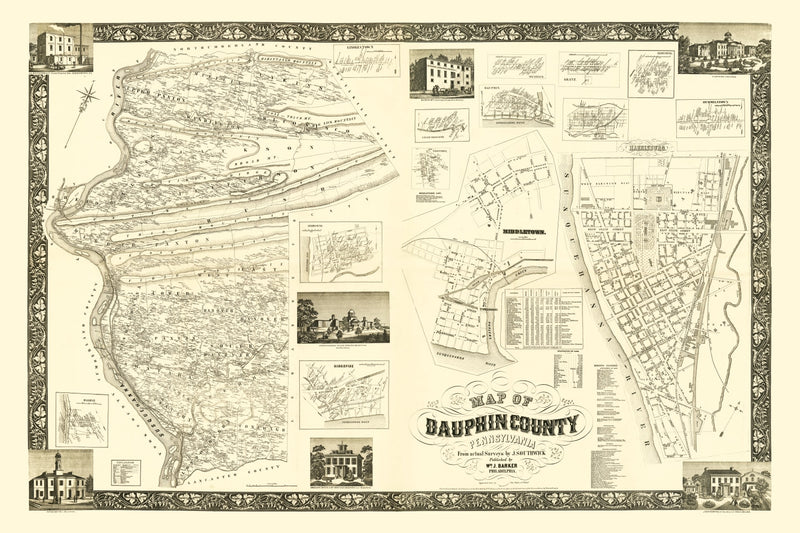 Size comparison using Vintage Map of Dauphin County, Pennsylvania 1858