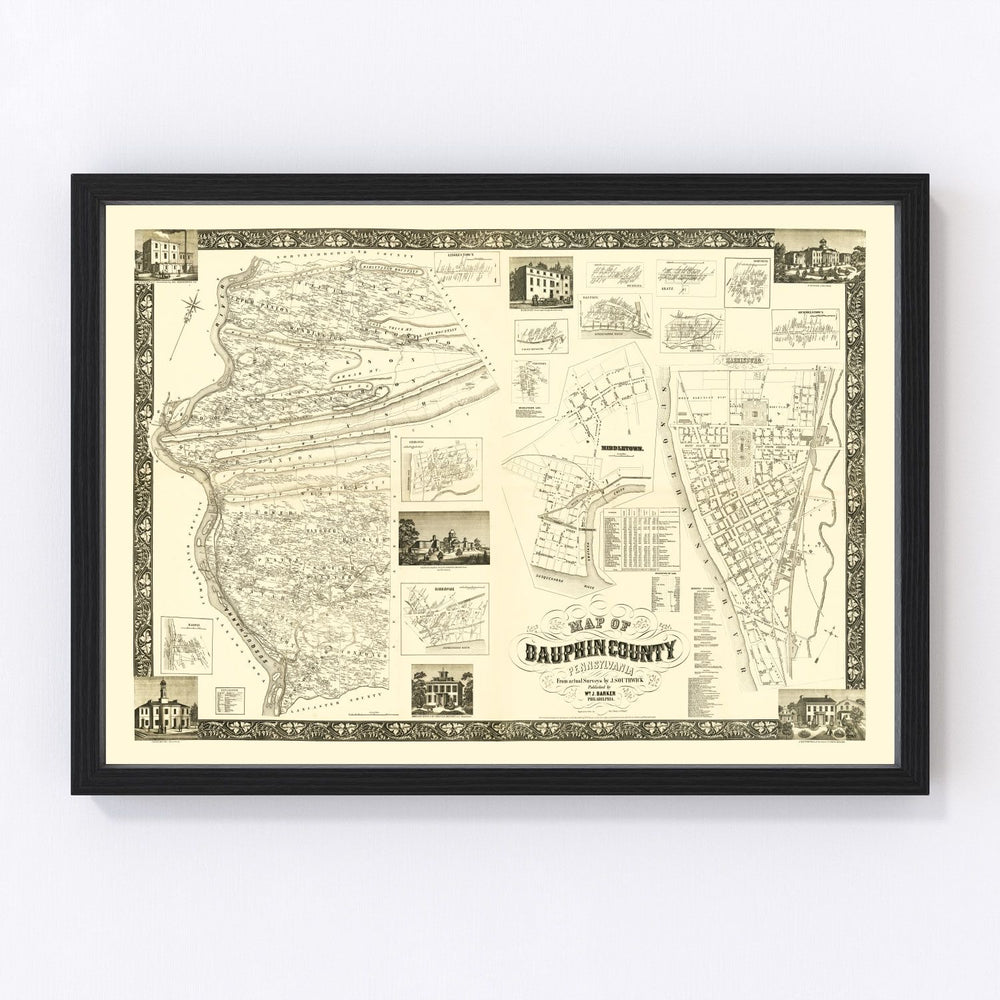 Dauphin County Vintage Map 1858