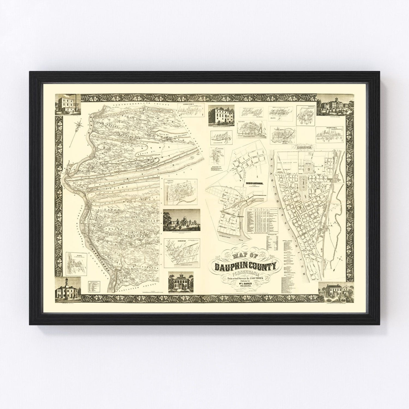 Dauphin County Vintage Map 1858