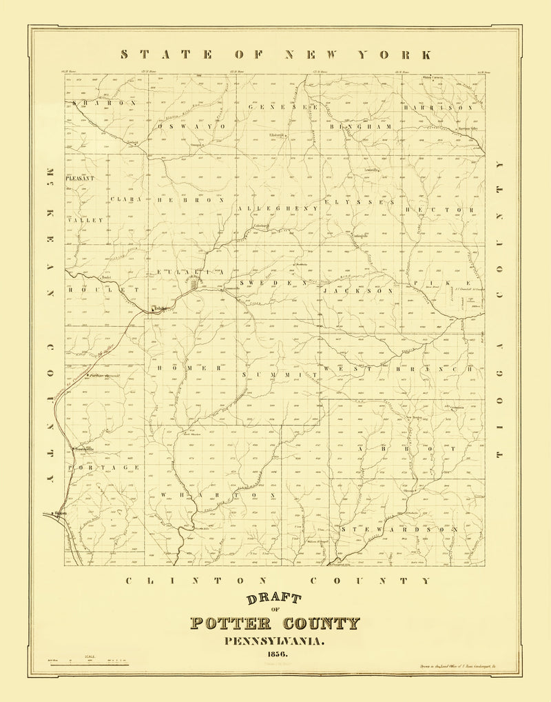 Size comparison using Vintage Map of Potter County, Pennsylvania 1856