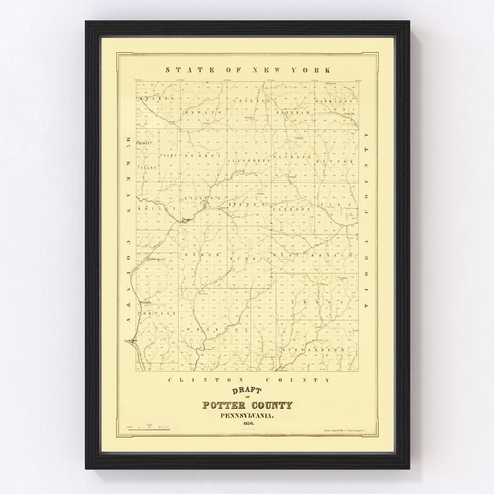 Potter County Vintage Map 1856