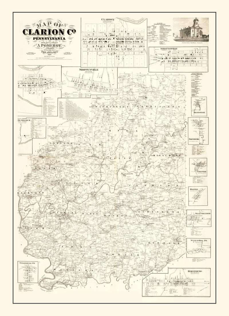 Size comparison using Vintage Map of Clarion County, Pennsylvania 1865
