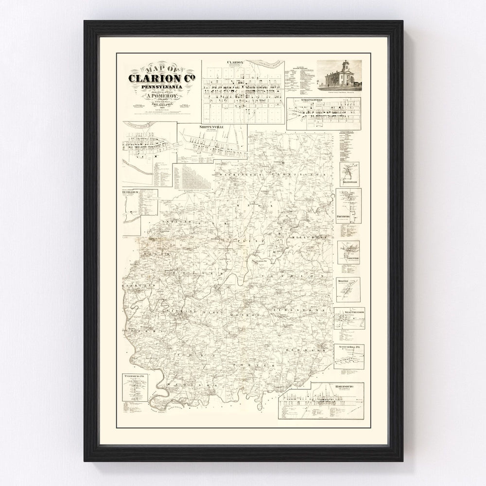 Clarion County Vintage Map 1865