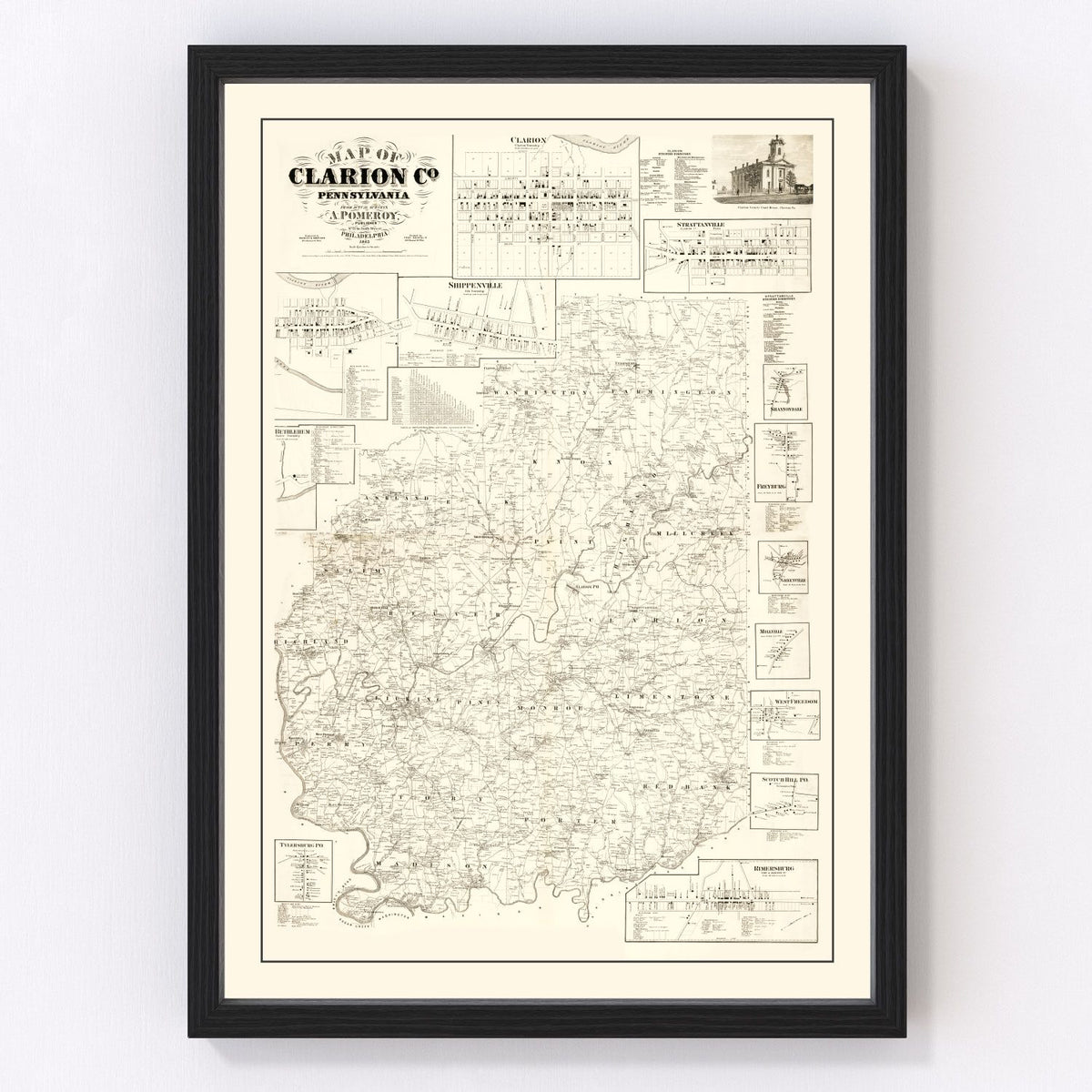 Clarion County Vintage Map 1865