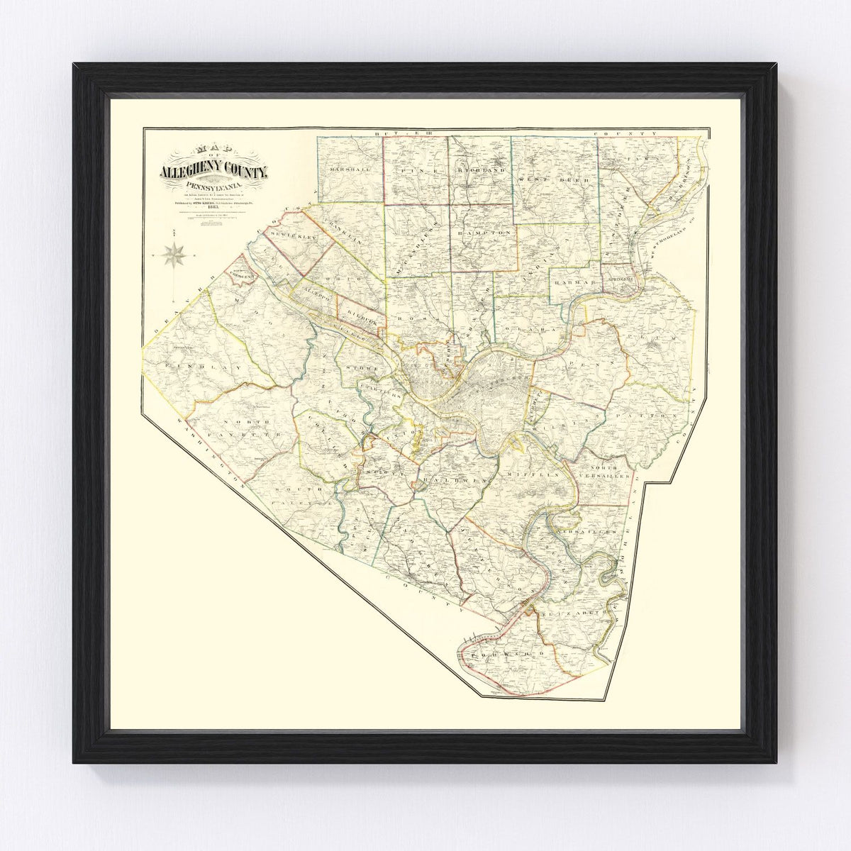 Allegheny County Vintage Map 1883