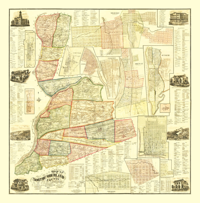 Size comparison using Vintage Map of Northumberland County, Pennsylvania 1874