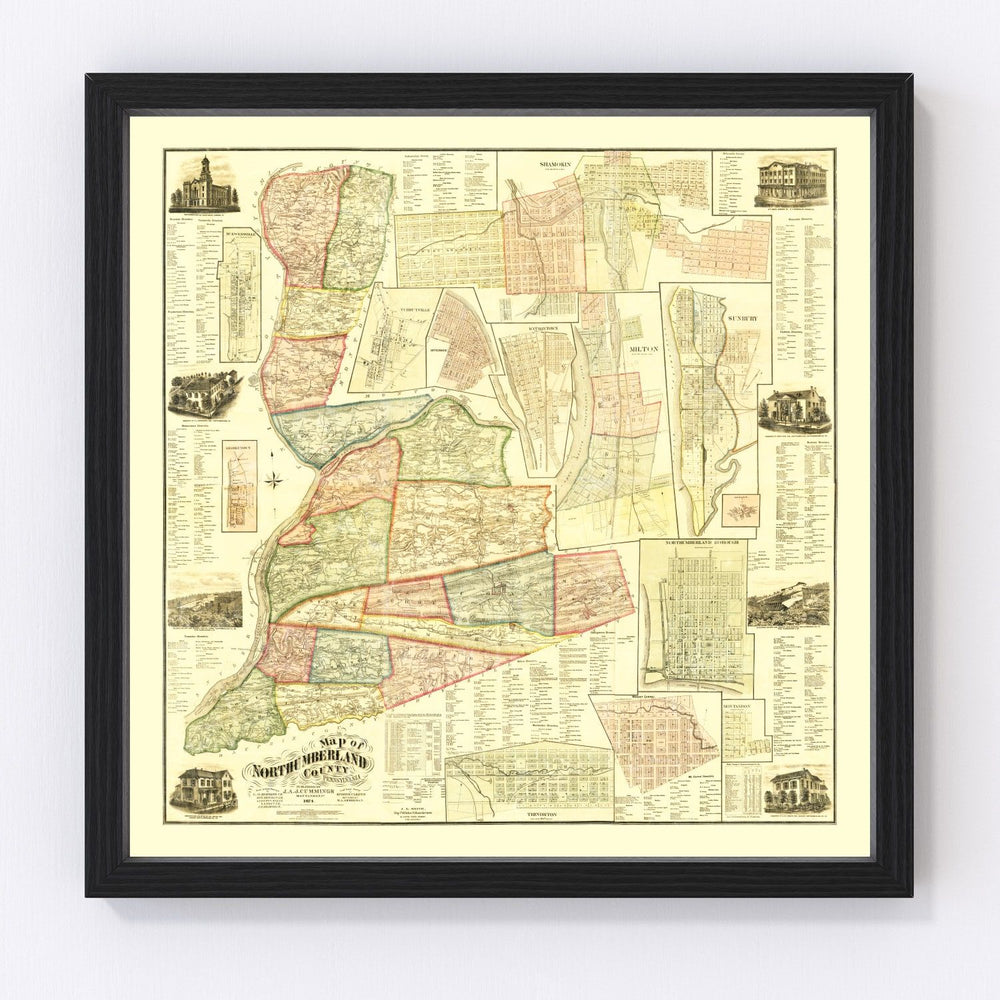 Northumberland County Vintage Map 1874