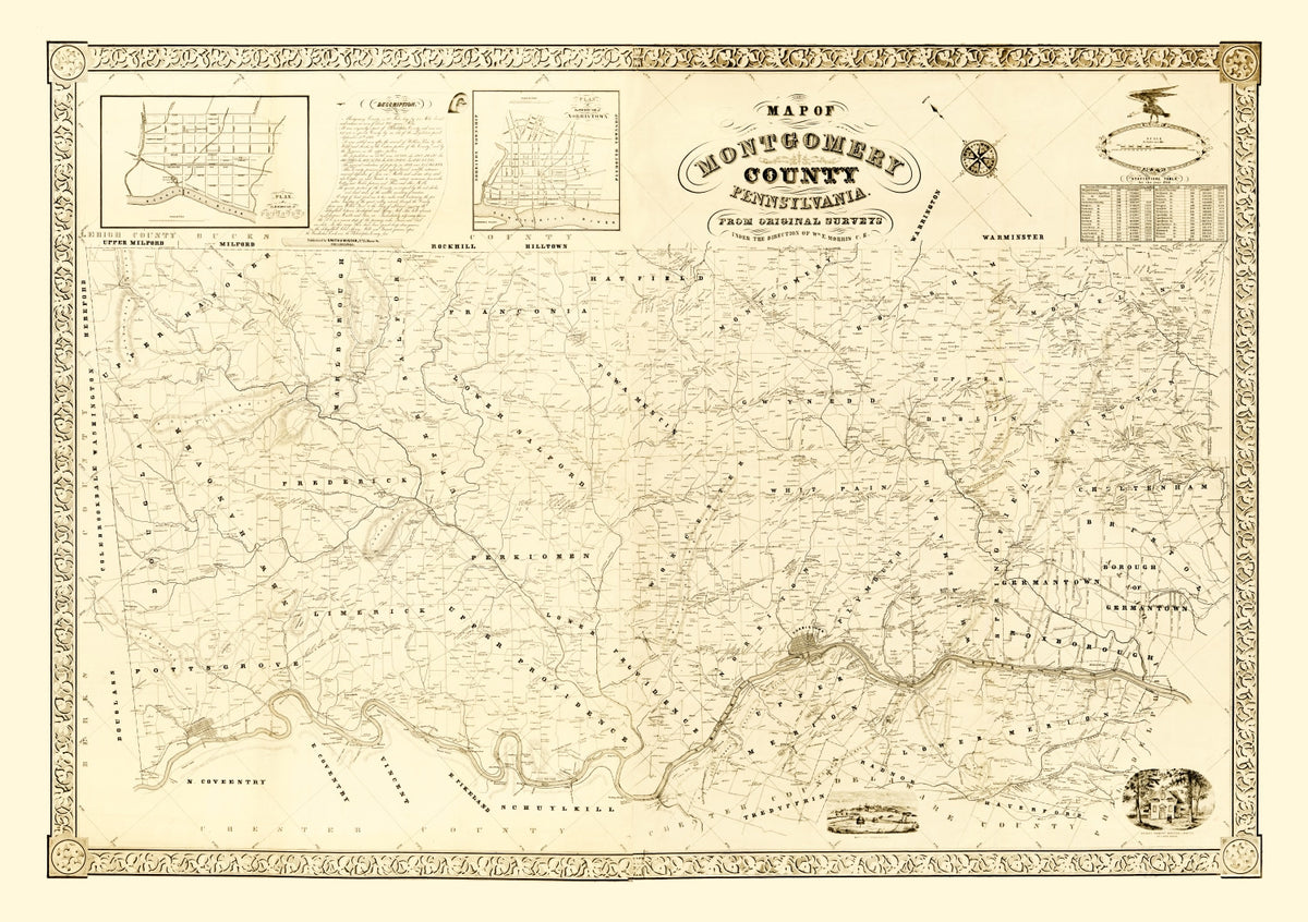 Preview of Vintage Map of Montgomery County, Pennsylvania 1849