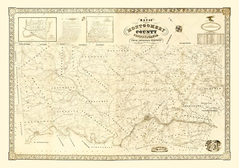 Size comparison using Vintage Map of Montgomery County, Pennsylvania 1849