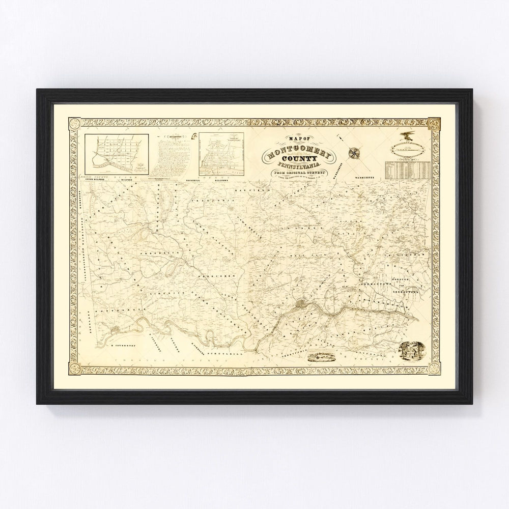 Montgomery County Vintage Map 1849