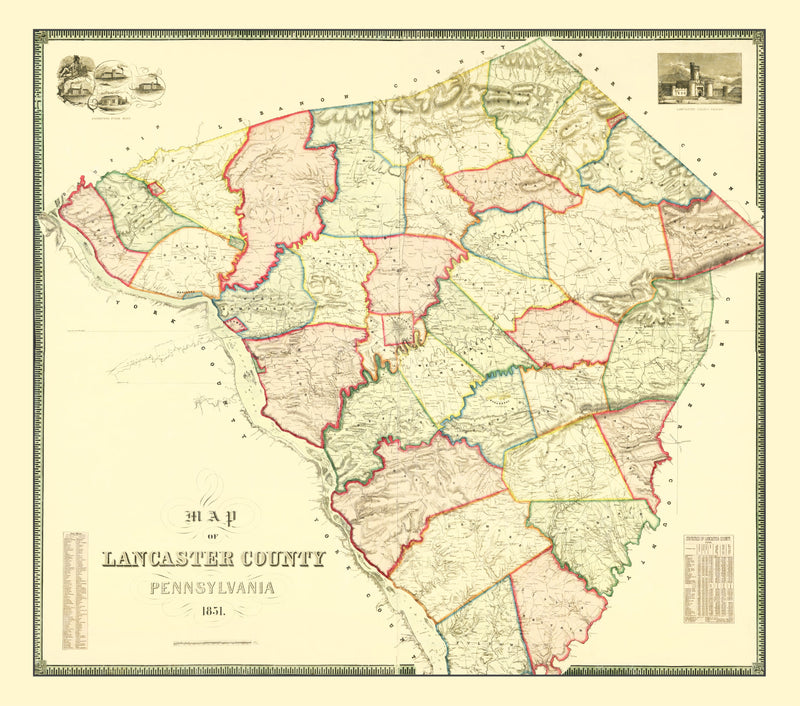Size comparison using Vintage Map of Lancaster County, Pennsylvania 1851