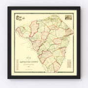 Lancaster County Vintage Map 1851